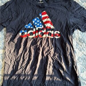 Adidas Men's Black T-Shirt with American Flag Logo